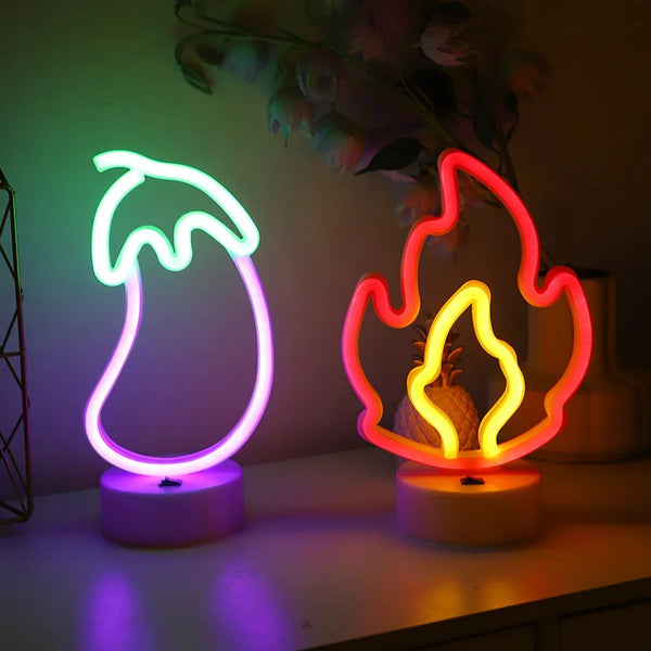 LED Flame Neon Light – Fire Sign Lamp for Room, Bar, or Party Decor