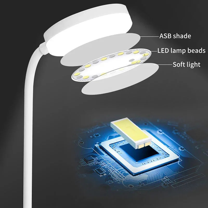 Portable LED Desk Lamp – USB & Battery Powered with 3-Color Dimming