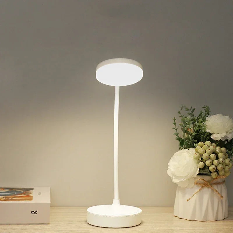 Portable LED Desk Lamp – USB & Battery Powered with 3-Color Stepless Dimming