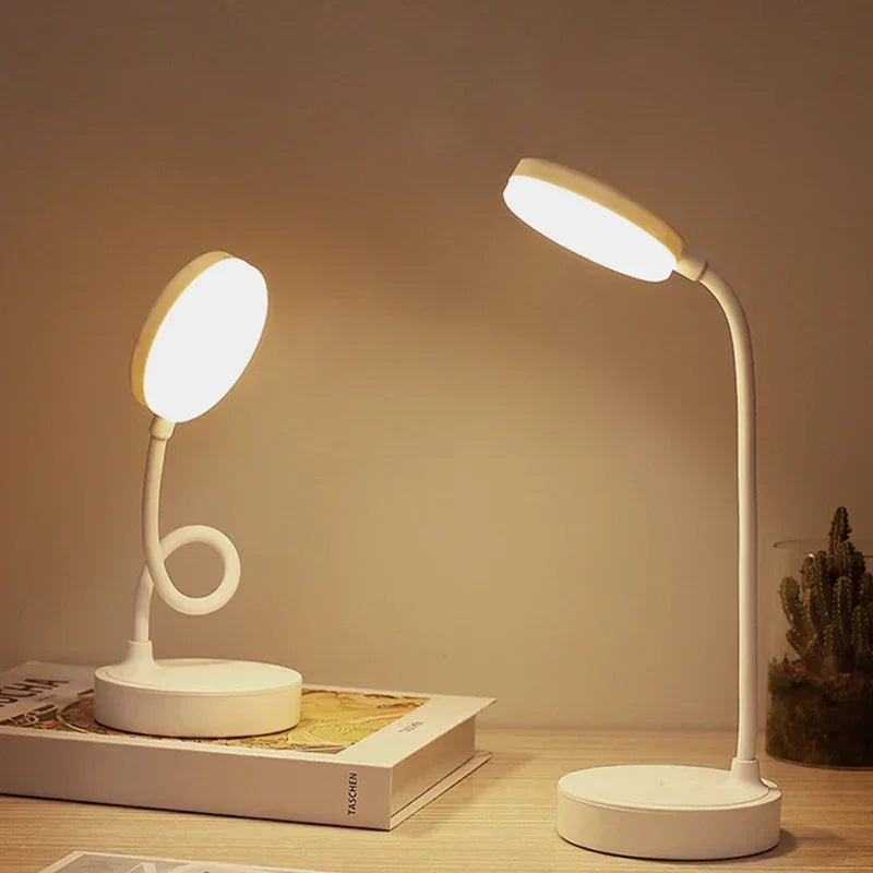 Portable LED Desk Lamp – USB & Battery Powered with 3-Color Dimming