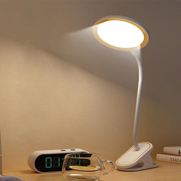 USB Rechargeable LED Table Lamp with Clip – Touch Control & 3 Dimming Modes