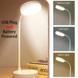 Portable LED Desk Lamp – USB & Battery Powered with 3-Color Dimming